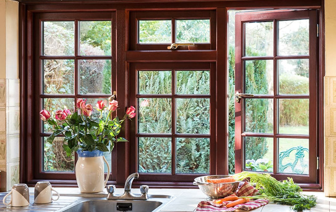 A timber kitchen window