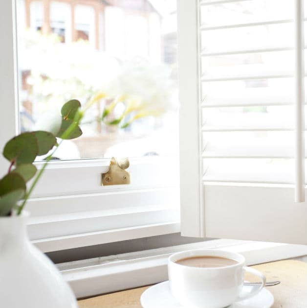 Close up of a white Everest timber sash window