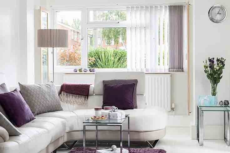 White Everest casement window with blinds