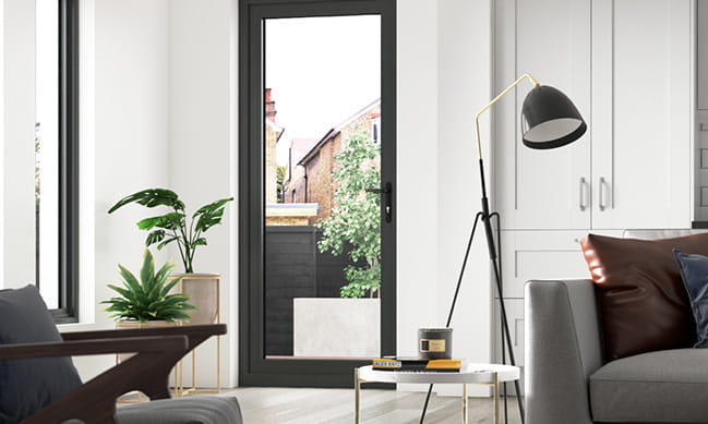 An Everest black aluminium entrance door