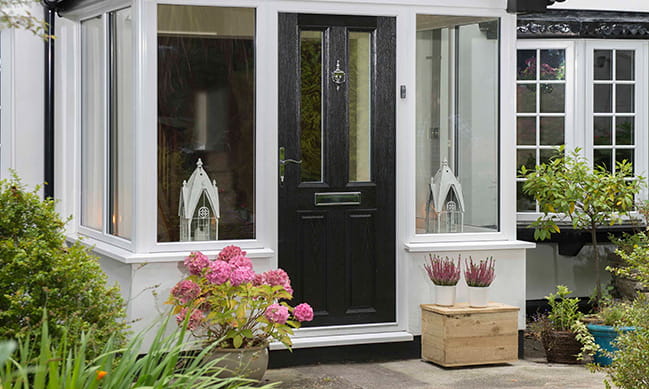 An Everest black composite entrance door