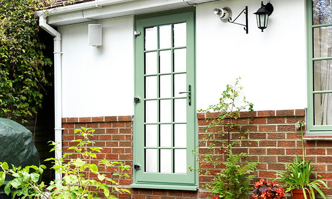 An Everest green uPVC entrance door