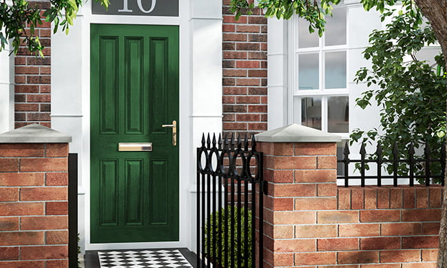 An Everest green timber entrance door