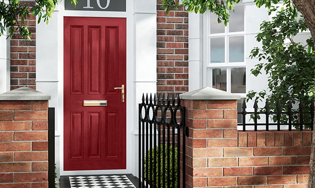 An Everest red timber entrance door