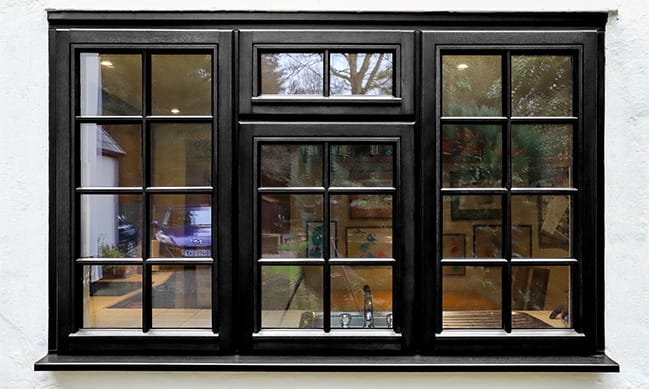 Black timber window