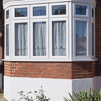 A white uPVC bay window