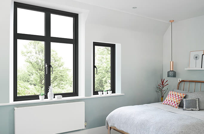 Contemporary slim frame aluminium windows