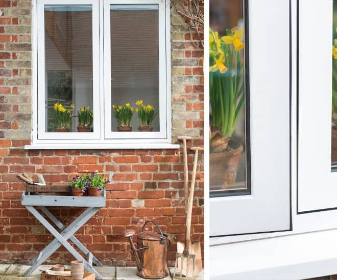 A uPVC flush casement window in white with 5 chamber profile for an A+ energy rating