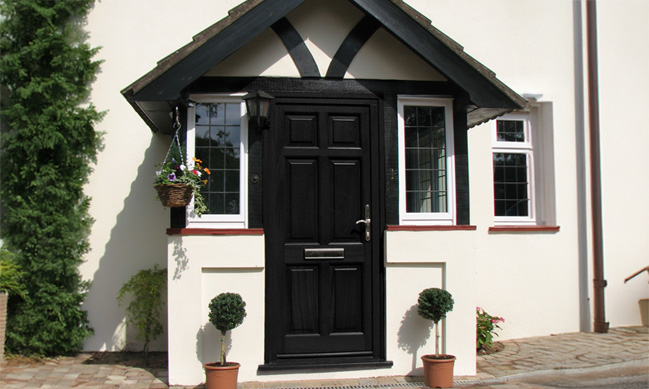 An Everest black uPVC entrance door