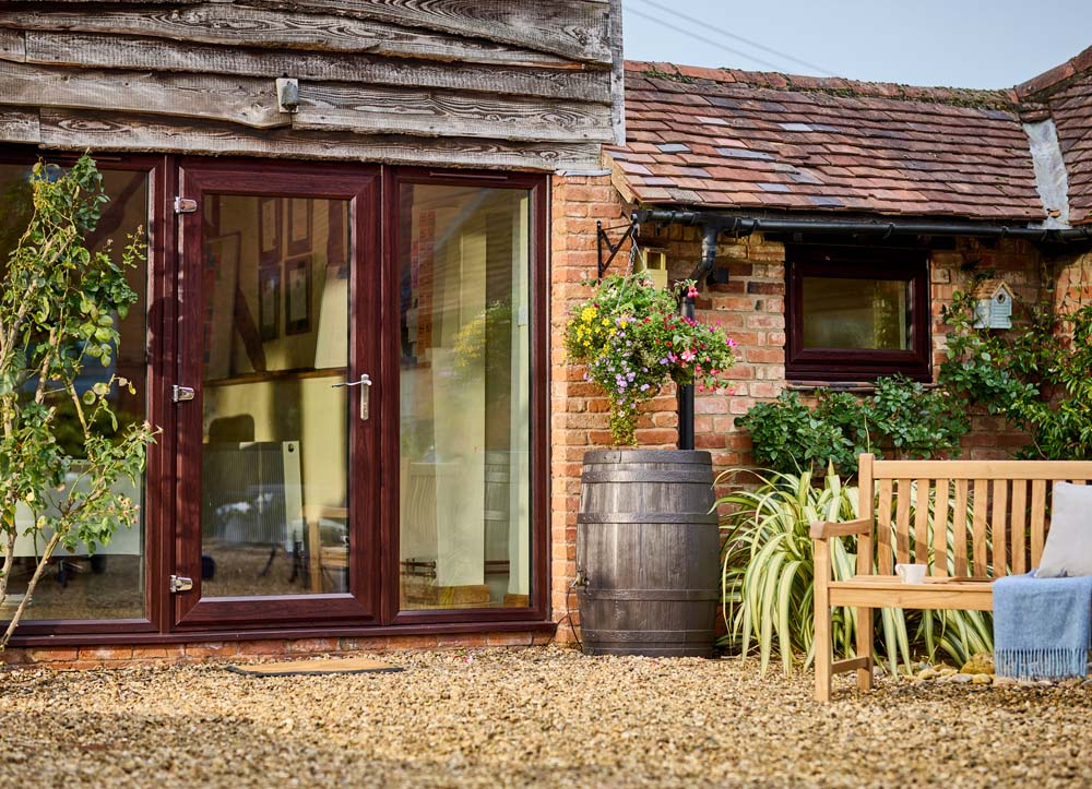 Outside view of a uPVC casement window in white