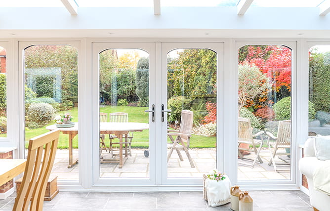 uPVC French doors on a conservatory