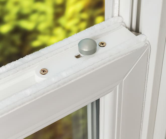 Close up of the smooth opening and closing mechanism on Everest uPVC sash sliding windows