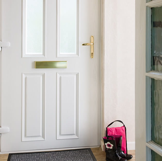 Inside shot of a white entrance door