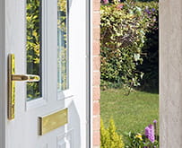 Inside shot of a white entrance door