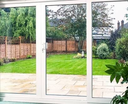 White patio doors with white handle