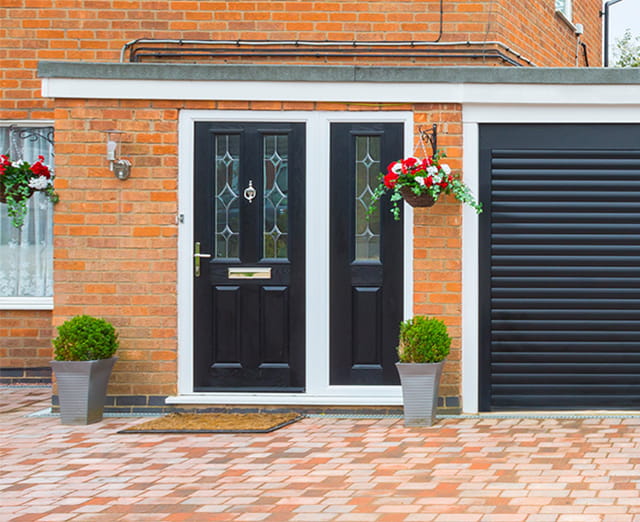 Glazing panel on a black front door