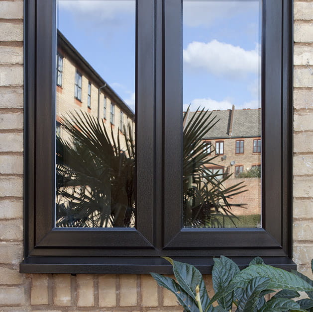 uPVC black woodgrain double glazed window