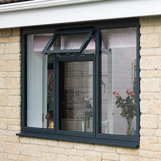 Aluminium casement window in black