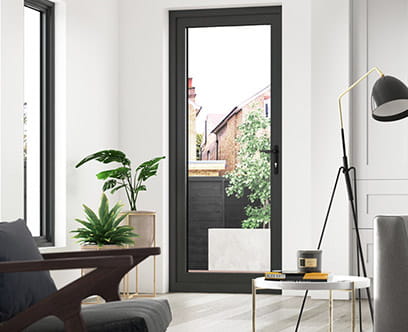 Black aluminium back door