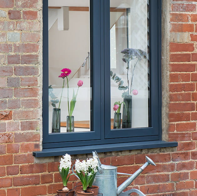 uPVC flush casement window in grey