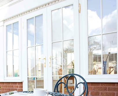 French doors on a conservatory