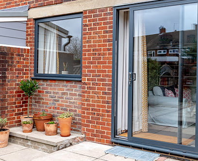 Black aluminium window and patio door