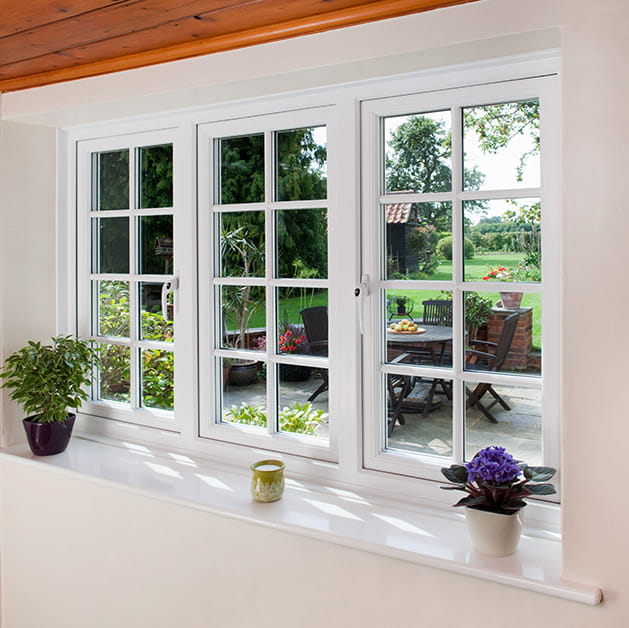 White cottage windows