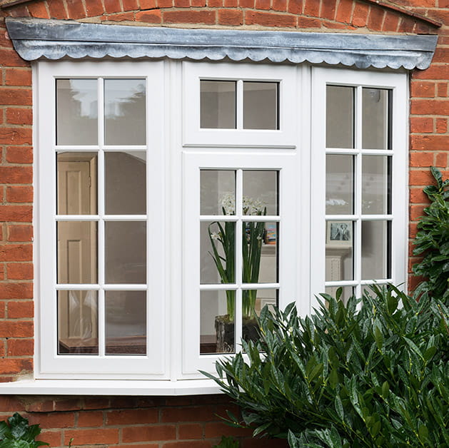 White uPVC bow window