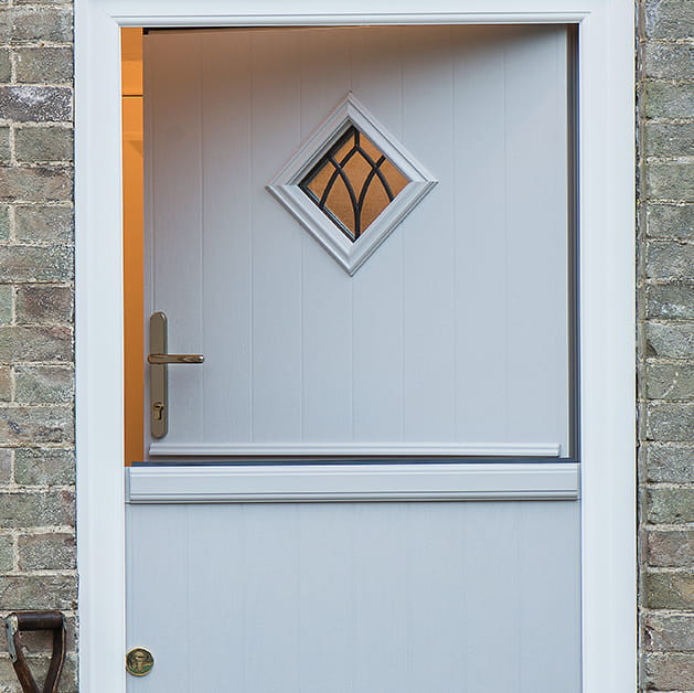 Grey stable composite door top half open