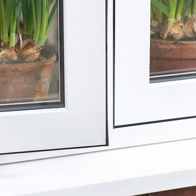 White uPVC flush casement window