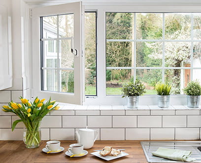 White cottage windows