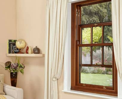 Brown timber Everest sash window