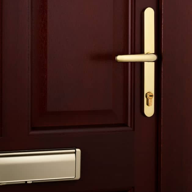 Close up of a timber entrance door