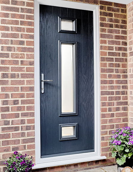 A black Everest contemporary front door