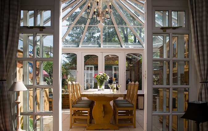 Inside view of a small Edwardian conservatory