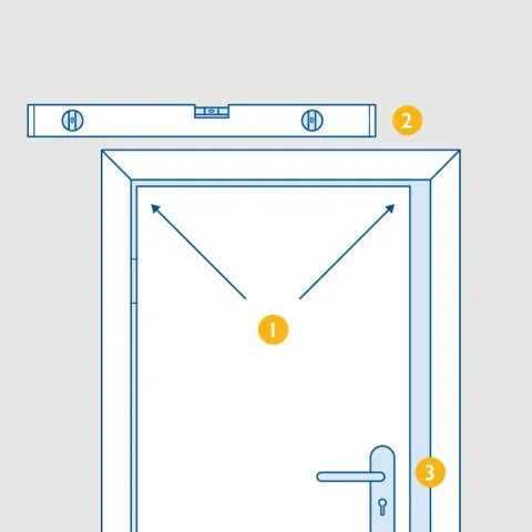 Diagram showing levelling a door frame
