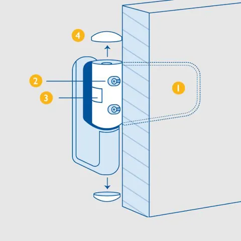 Diagram showing Everest hinge installation steps