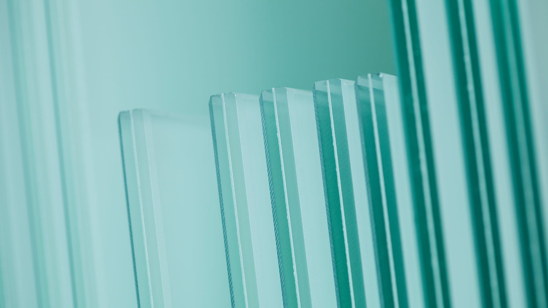 Stacked light teal glass panels for Everest conservatory