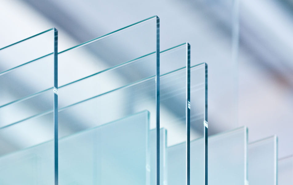 Stacked clear glass panels
