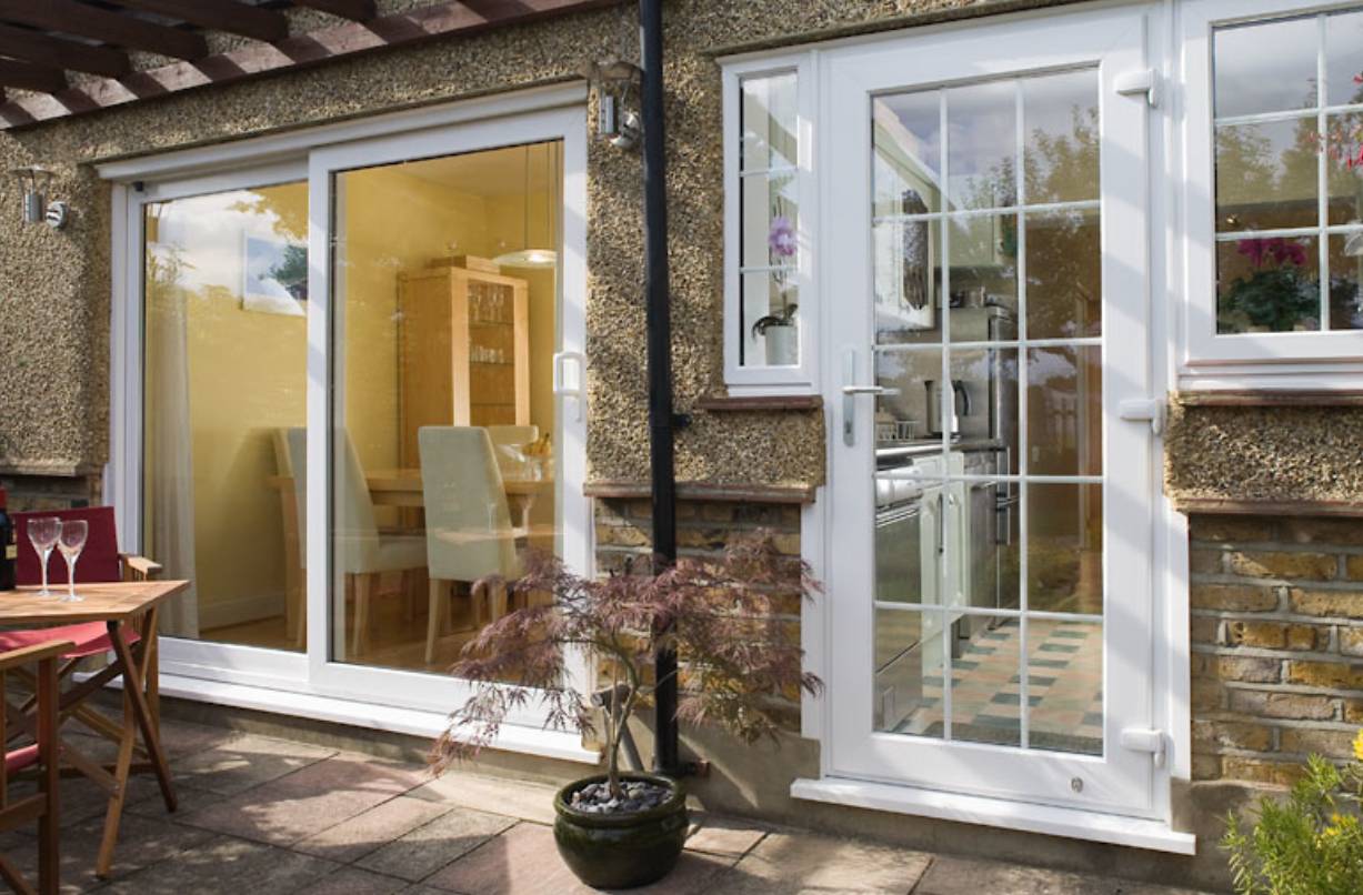 White Everest conservatory doors patio