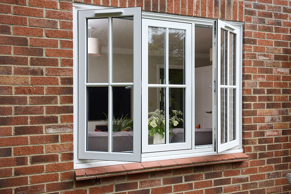 White Casement Window With Georgian Insert Bars In Open Position Planning Permission F