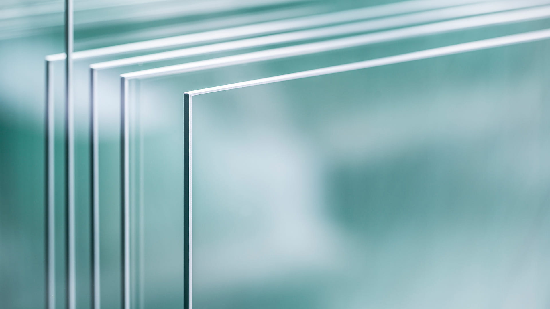 Stacked sheets of clear glass