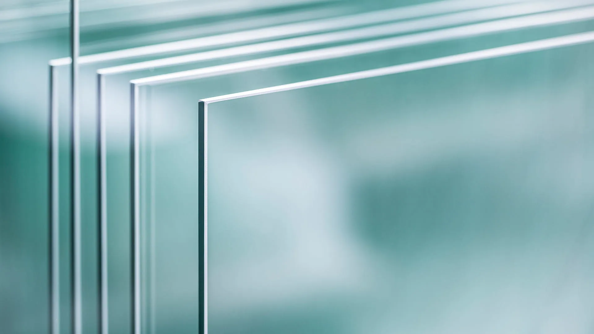 Stacked sheets of clear glass