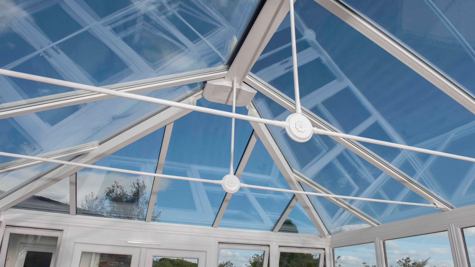 Everest conservatory white roof with glass panels