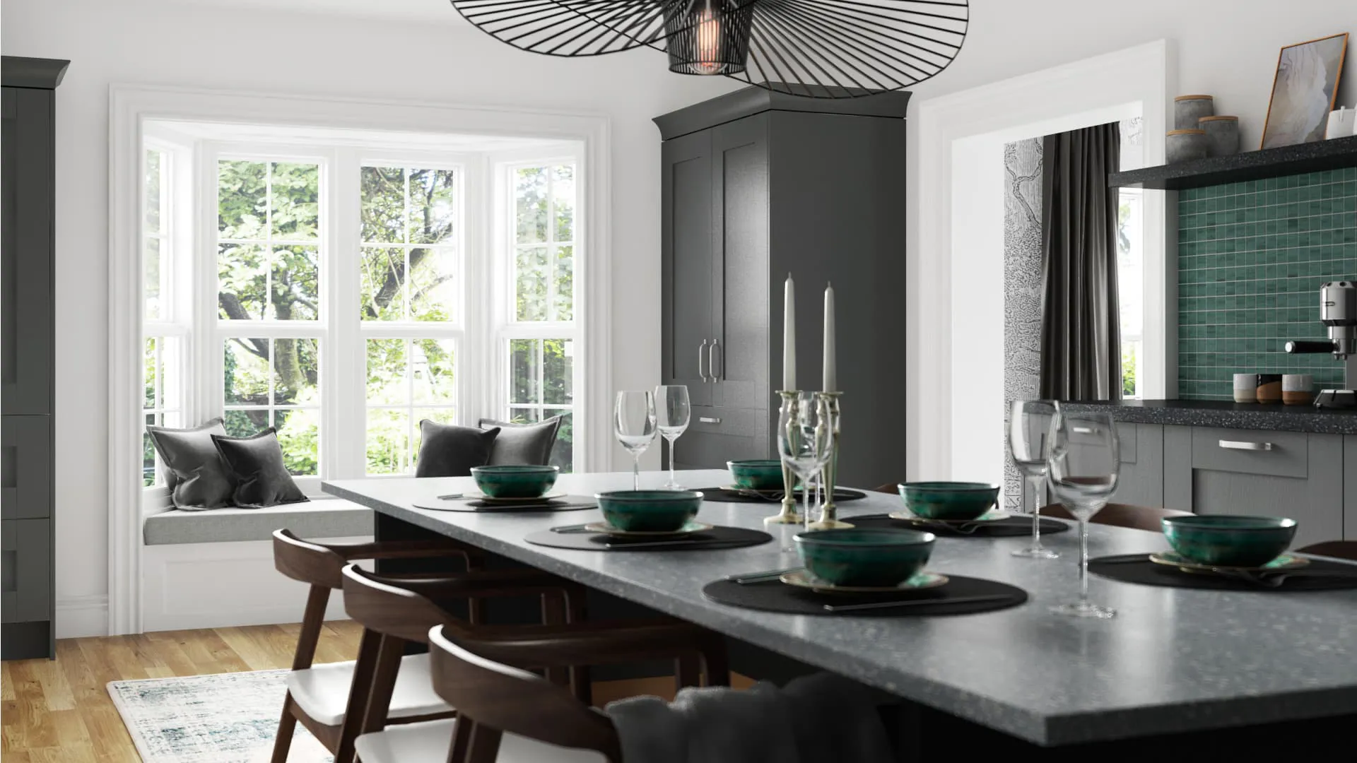 Everest kitchen with gray cabinets and a gray countertop