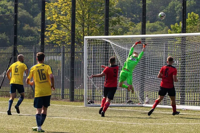 Soccer players in action during a game