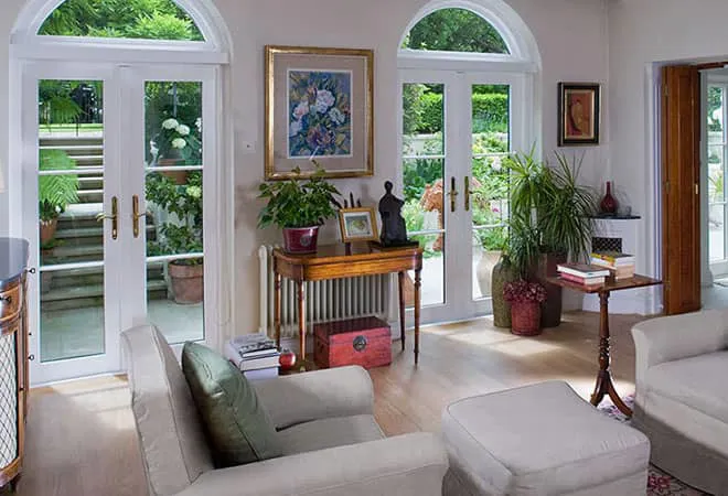 Everest conservatory with white French doors