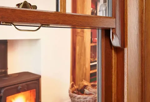 Everest conservatory window detail with wooden frame