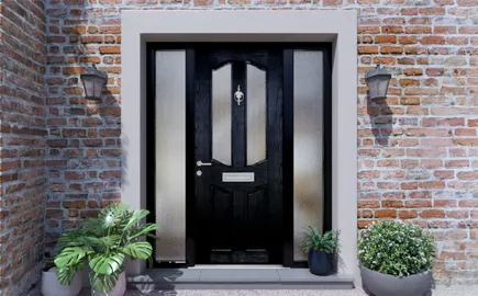 Everest black door with frosted glass panels