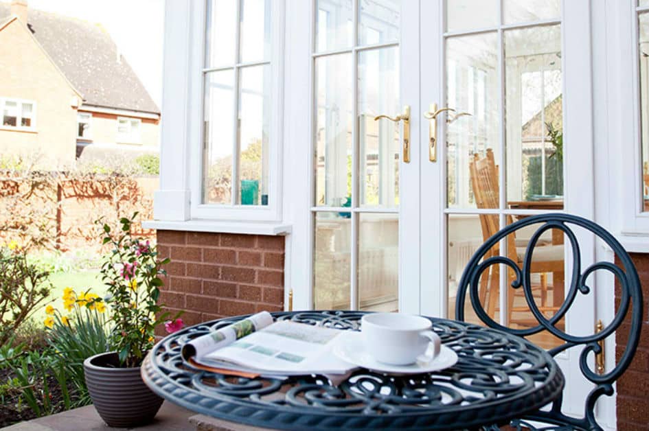 French doors on a conservatory